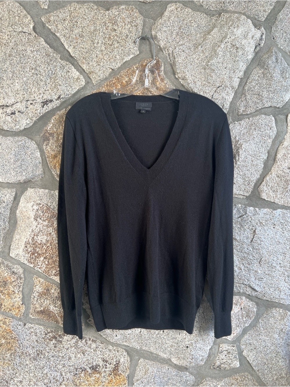J. Crew Collection Black V-Neck Italian Cashmere Sweater